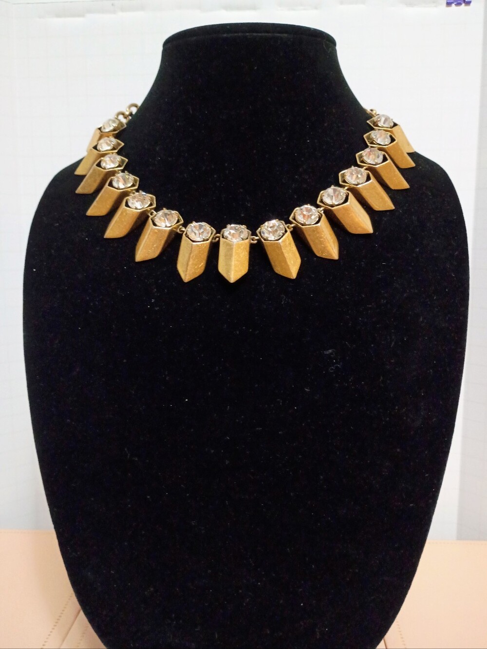 Gold Toned and Clear Rhinestone Necklace